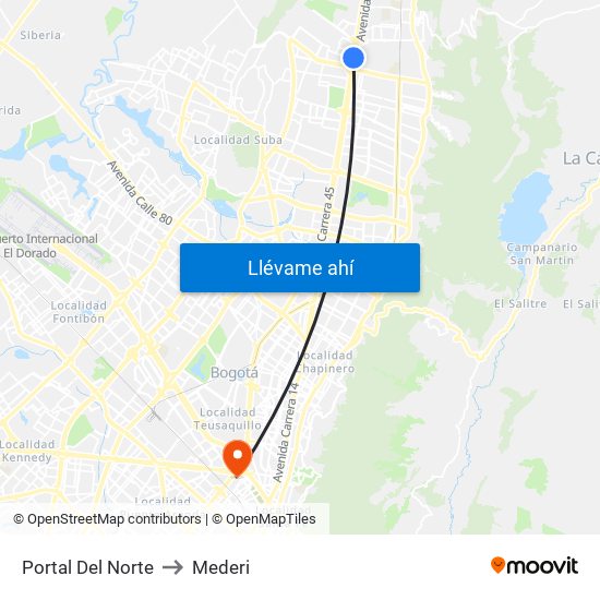 Portal Del Norte to Mederi map