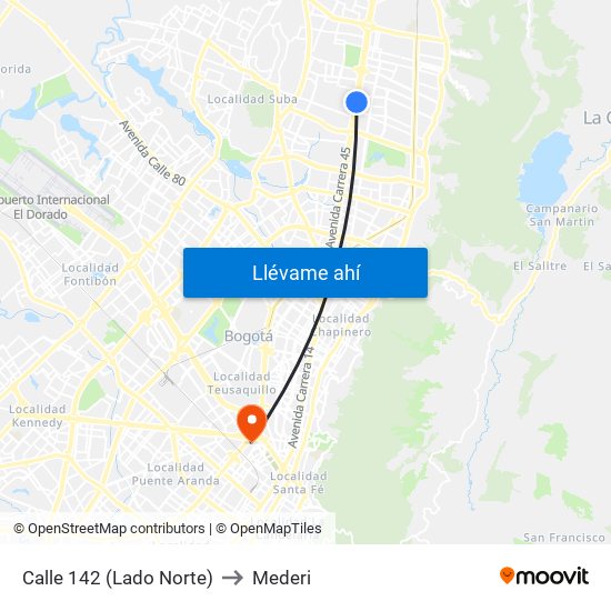 Calle 142 (Lado Norte) to Mederi map