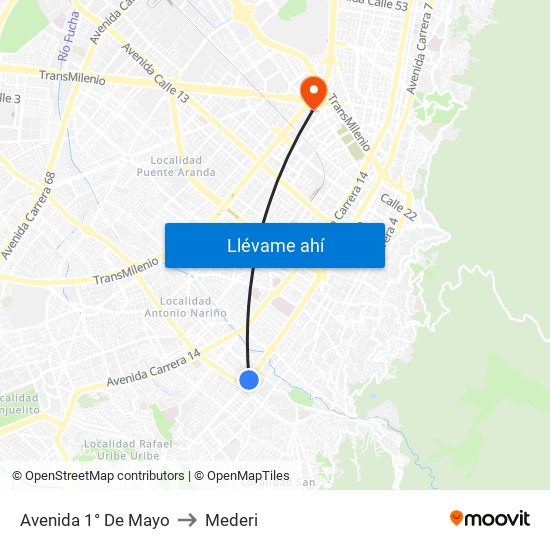 Avenida 1° De Mayo to Mederi map