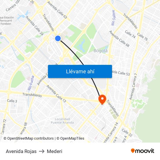 Avenida Rojas to Mederi map