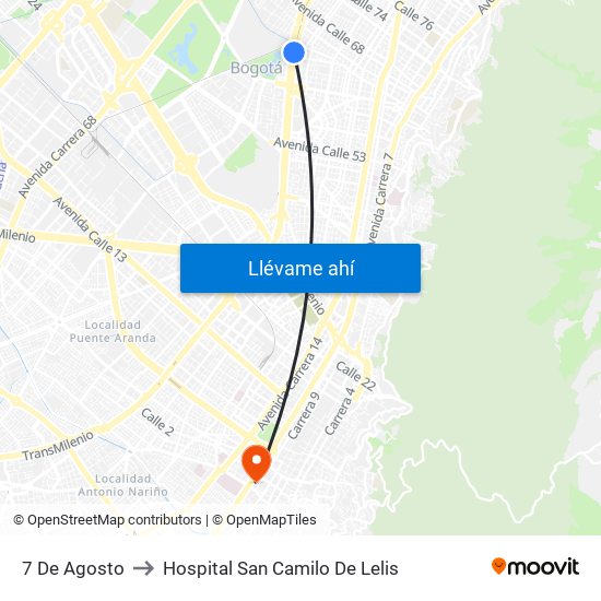 7 De Agosto to Hospital San Camilo De Lelis map
