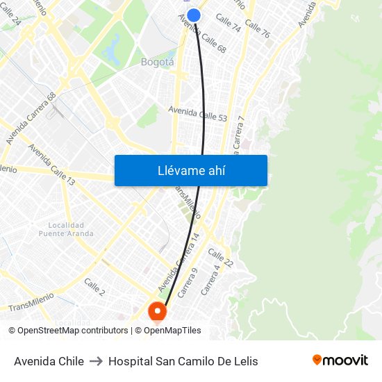 Avenida Chile to Hospital San Camilo De Lelis map