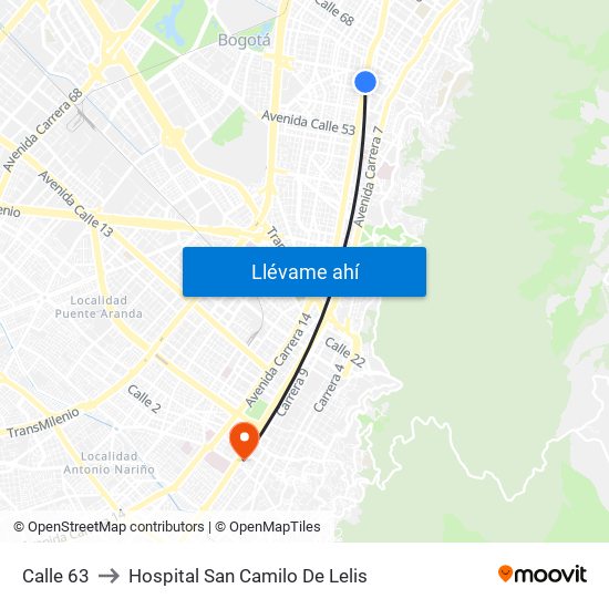 Calle 63 to Hospital San Camilo De Lelis map