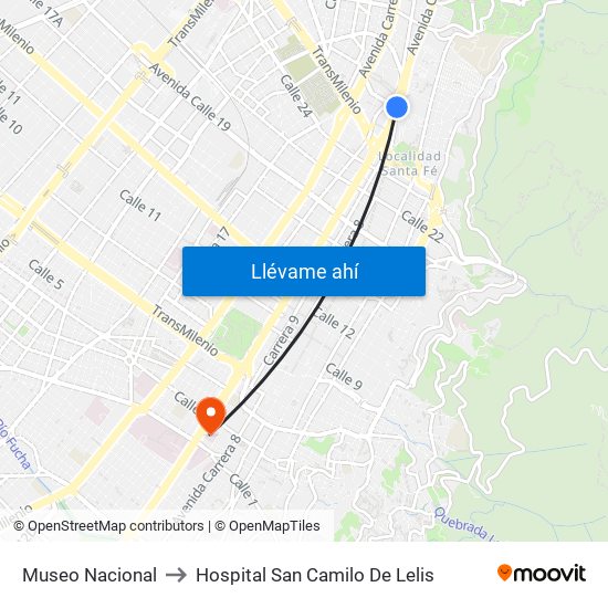 Museo Nacional to Hospital San Camilo De Lelis map