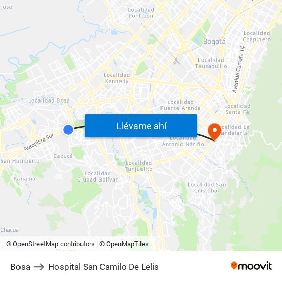 Bosa to Hospital San Camilo De Lelis map