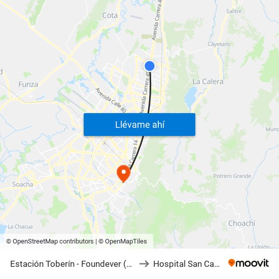 Estación Toberín - Foundever (Auto Norte - Cl 166) to Hospital San Camilo De Lelis map