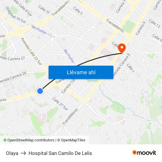 Olaya to Hospital San Camilo De Lelis map