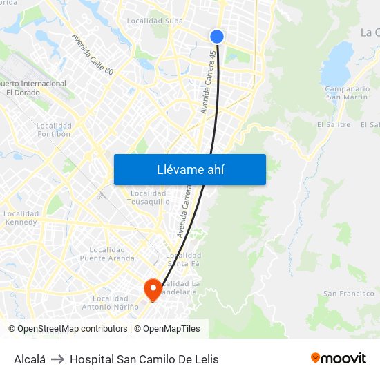 Alcalá to Hospital San Camilo De Lelis map