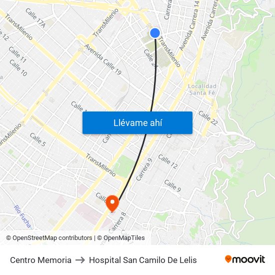 Centro Memoria to Hospital San Camilo De Lelis map