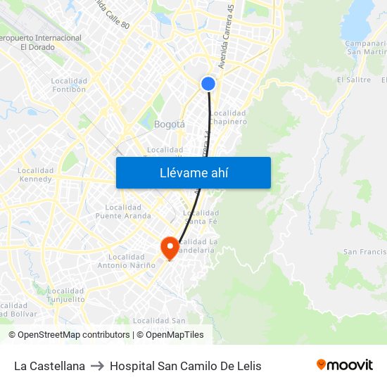 La Castellana to Hospital San Camilo De Lelis map