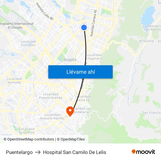 Puentelargo to Hospital San Camilo De Lelis map