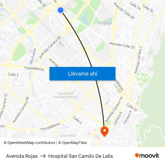 Avenida Rojas to Hospital San Camilo De Lelis map