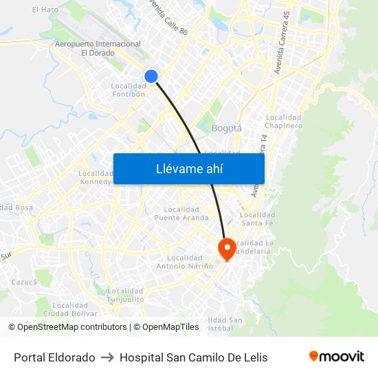 Portal Eldorado to Hospital San Camilo De Lelis map