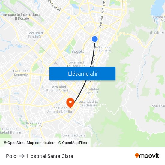 Polo to Hospital Santa Clara map