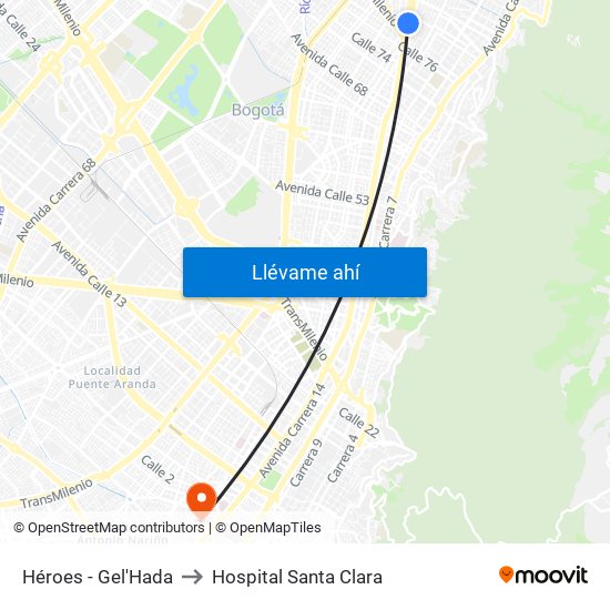 Héroes - Gel'Hada to Hospital Santa Clara map