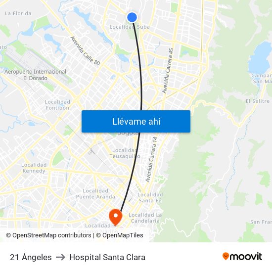 21 Ángeles to Hospital Santa Clara map
