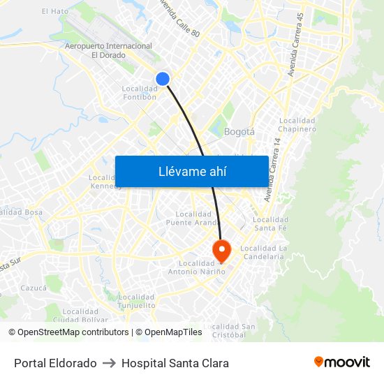 Portal Eldorado to Hospital Santa Clara map