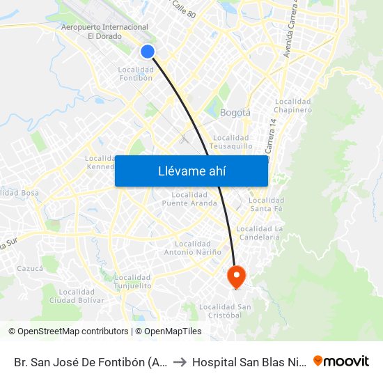 Br. San José De Fontibón (Ac 26 - Kr 96a) to Hospital San Blas Nivel II E.S.E. map