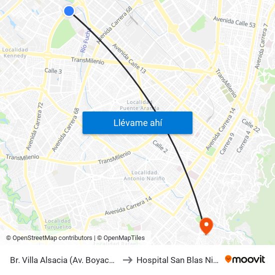 Br. Villa Alsacia (Av. Boyacá - Cl 12a) (A) to Hospital San Blas Nivel II E.S.E. map