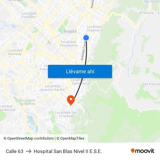 Calle 63 to Hospital San Blas Nivel II E.S.E. map