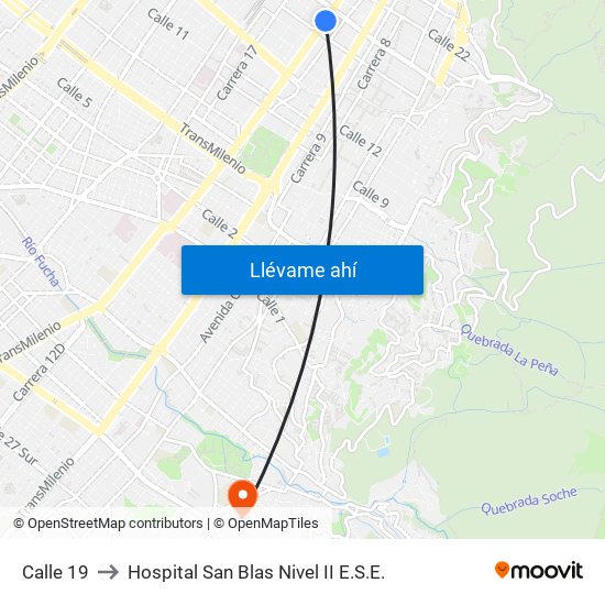 Calle 19 to Hospital San Blas Nivel II E.S.E. map