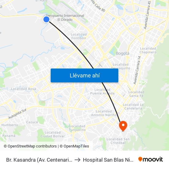 Br. Kasandra (Av. Centenario - Kr 134a) to Hospital San Blas Nivel II E.S.E. map