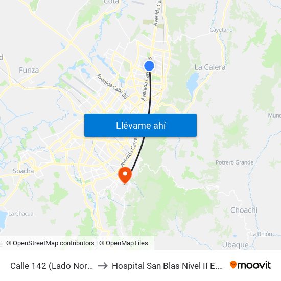 Calle 142 (Lado Norte) to Hospital San Blas Nivel II E.S.E. map