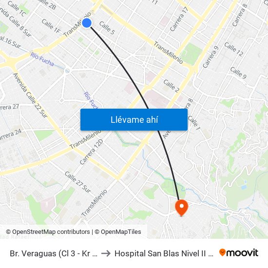 Br. Veraguas (Cl 3 - Kr 29a) to Hospital San Blas Nivel II E.S.E. map