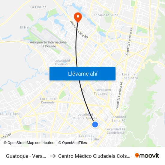 Guatoque - Veraguas to Centro Médico Ciudadela Colsubsidio map