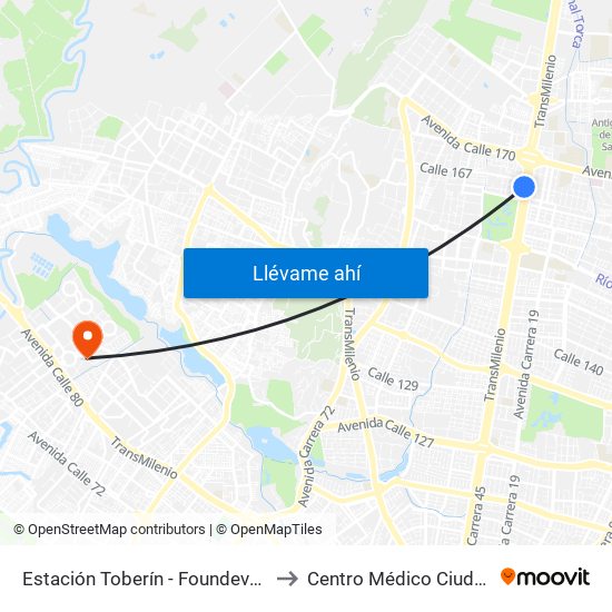 Estación Toberín - Foundever (Auto Norte - Cl 166) to Centro Médico Ciudadela Colsubsidio map