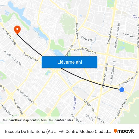 Escuela De Infantería (Ac 100 - Kr 11a) (B) to Centro Médico Ciudadela Colsubsidio map