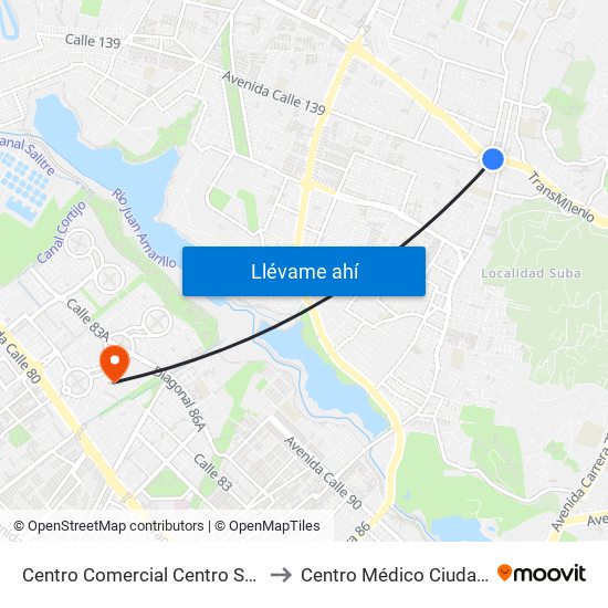 Centro Comercial Centro Suba (Av. Suba - Kr 91) to Centro Médico Ciudadela Colsubsidio map