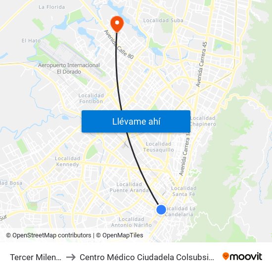 Tercer Milenio to Centro Médico Ciudadela Colsubsidio map