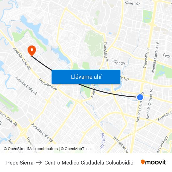 Pepe Sierra to Centro Médico Ciudadela Colsubsidio map