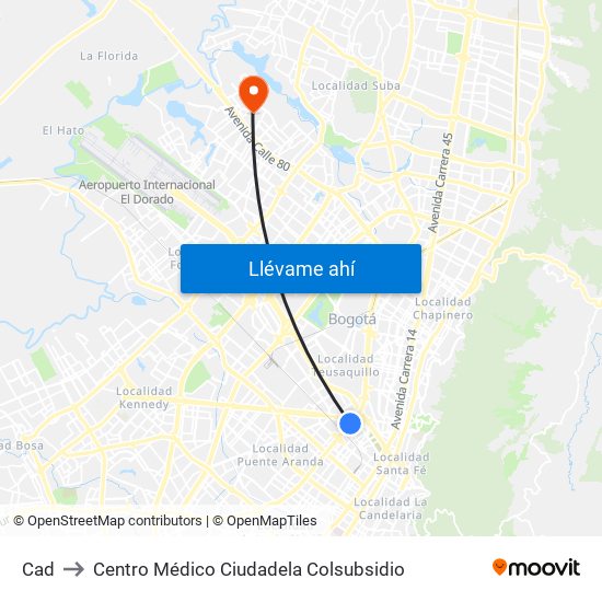 Cad to Centro Médico Ciudadela Colsubsidio map