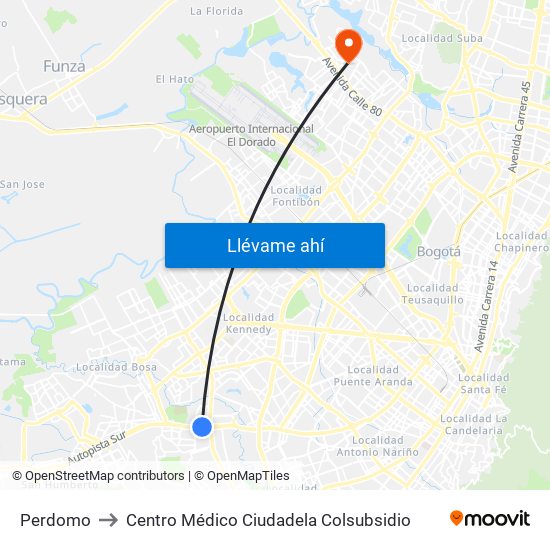 Perdomo to Centro Médico Ciudadela Colsubsidio map