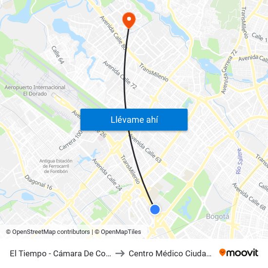 El Tiempo - Cámara De Comercio De Bogotá to Centro Médico Ciudadela Colsubsidio map