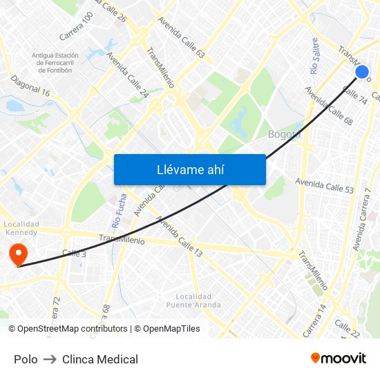 Polo to Clinca Medical map