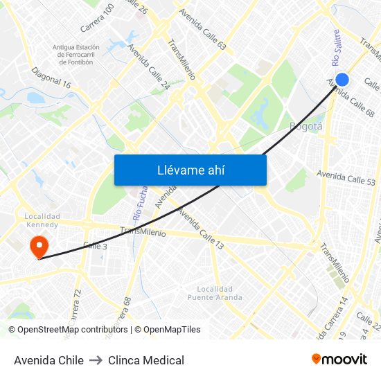 Avenida Chile to Clinca Medical map