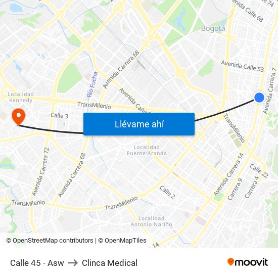 Calle 45 - Asw to Clinca Medical map