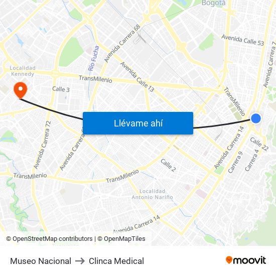 Museo Nacional to Clinca Medical map