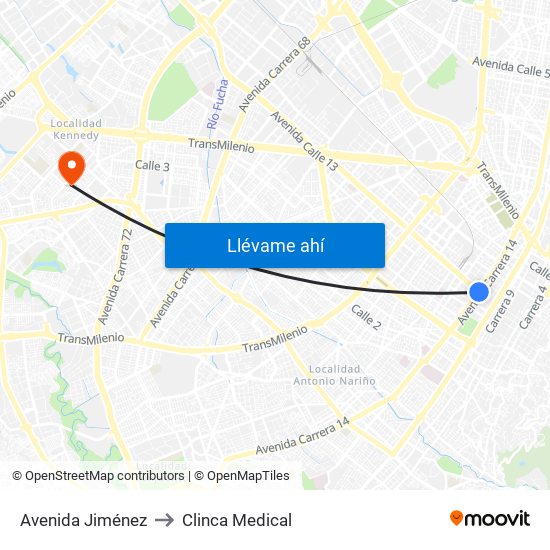 Avenida Jiménez to Clinca Medical map