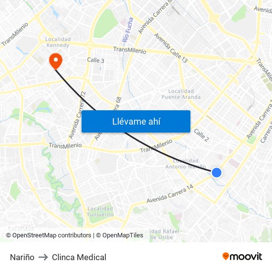 Nariño to Clinca Medical map