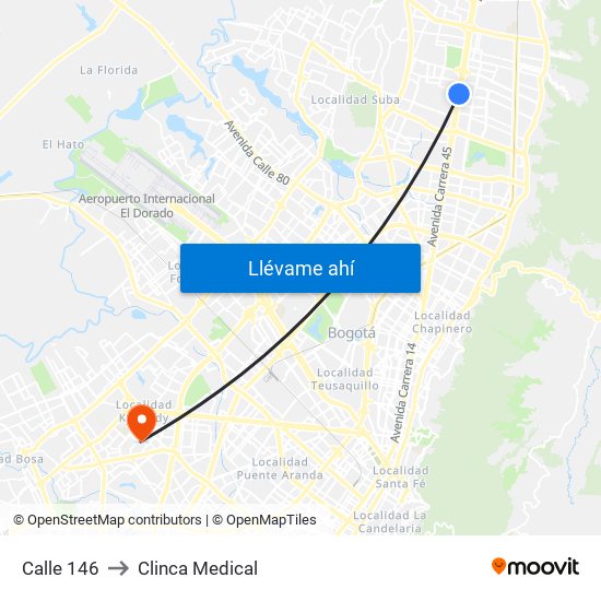 Calle 146 to Clinca Medical map