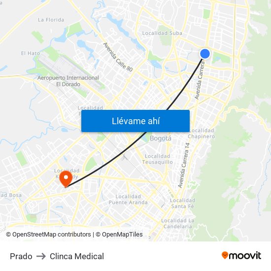 Prado to Clinca Medical map