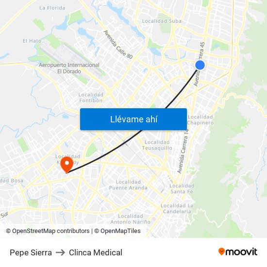 Pepe Sierra to Clinca Medical map