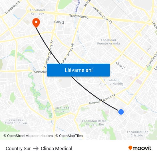 Country Sur to Clinca Medical map