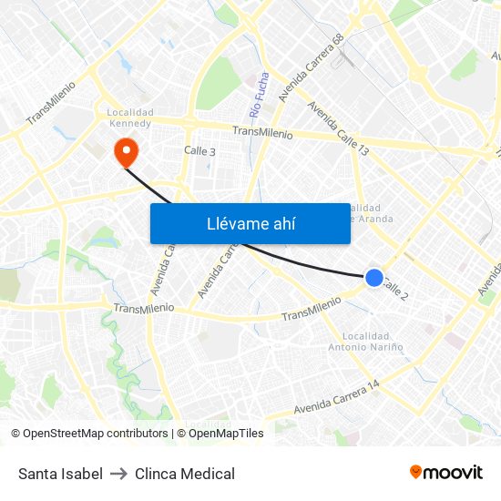 Santa Isabel to Clinca Medical map