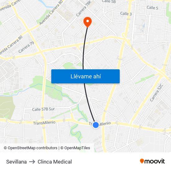 Sevillana to Clinca Medical map