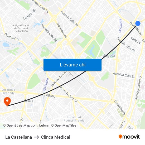 La Castellana to Clinca Medical map